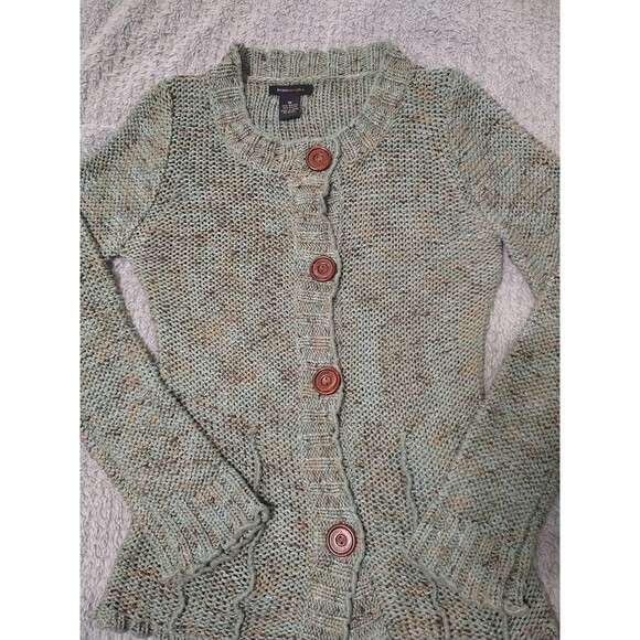 BCBG Max Azria Button Front Cardigan Sweater Green Medium Boho Cottage Core... - Picture 4 of 9